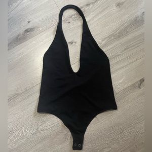 EXPRESS ONE ELEVEN DEEP V-NECK THONG BODYSUIT